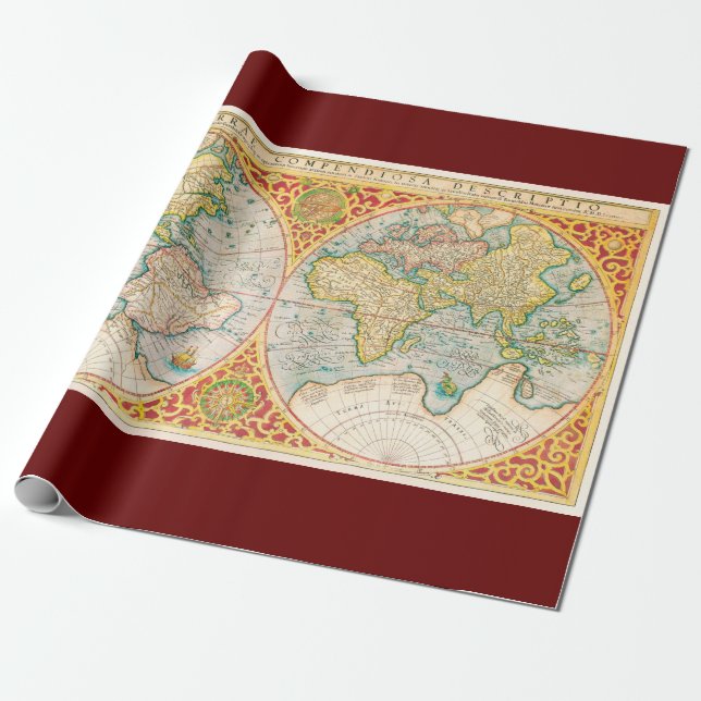 Vintage map  wrapping paper (Unrolled)