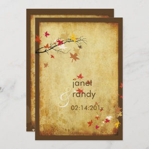 VINTAGE MAPLE LEAVES FALL WEDDING INVITATIONS