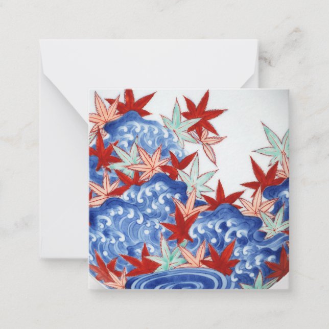 Vintage Maple Leaves in Waves  Note Card (Front)