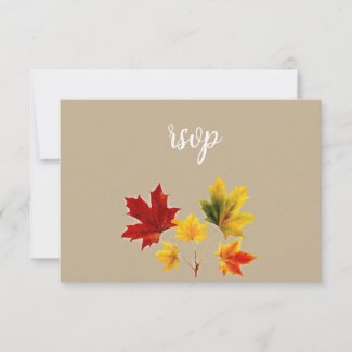  vintage maple leaves  rsvp card