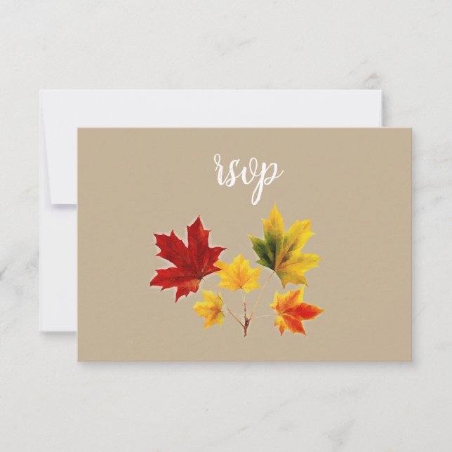  vintage maple leaves  rsvp card (Front)