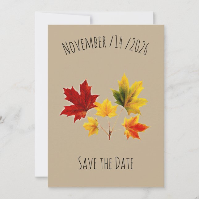 Vintage Maple Leaves  save the date (Front)