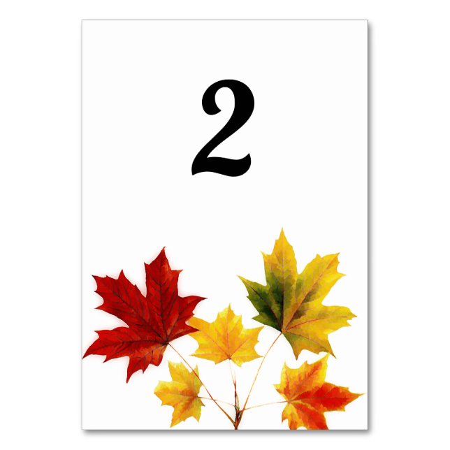 Vintage Maple Leaves Table Cards (Back)