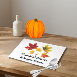 vintage maple leaves - Thankful quote Cloth Placemat