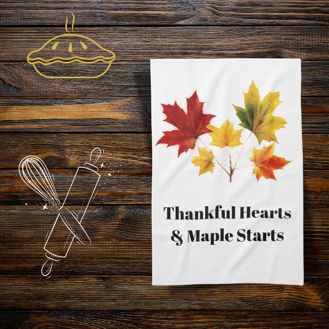 vintage maple leaves - Thankful quote  Kitchen Towel (Creator Uploaded)