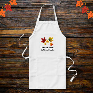 vintage maple leaves - Thankful quote  Long Apron