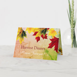 vintage maple leaves - Thanksgiving invitation