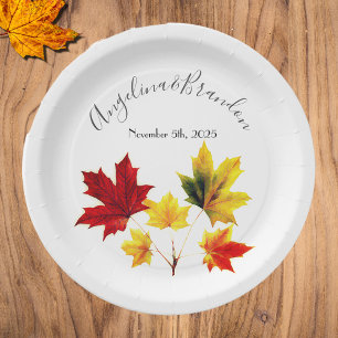 Vintage Maple leaves -wedding Paper Plates