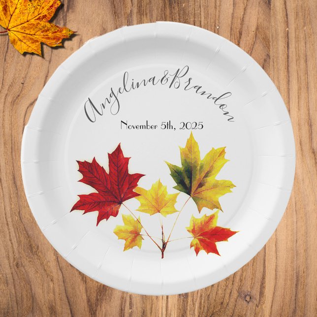 Vintage Maple leaves  -wedding  Paper Plates (Creator Uploaded)