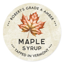 Vintage maple syrup label with leaf