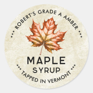 Vintage maple syrup label with leaf