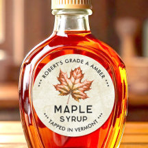 Vintage maple syrup label with leaf