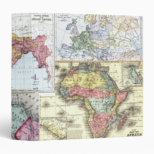 Vintage Maps 3 Ring Binder (Front/Spine)