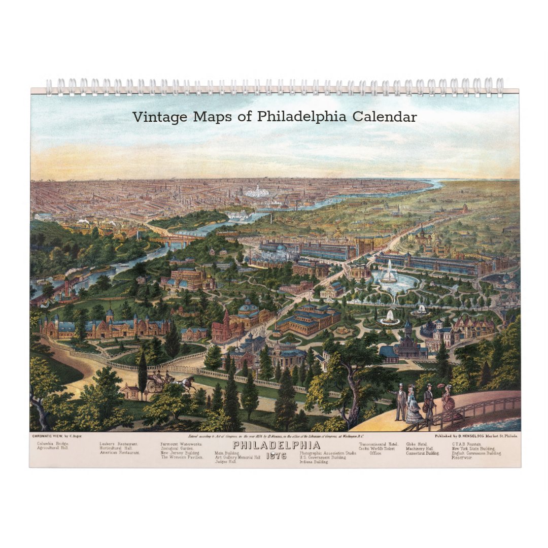 Vintage Maps of Philadelphia Calendar Zazzle
