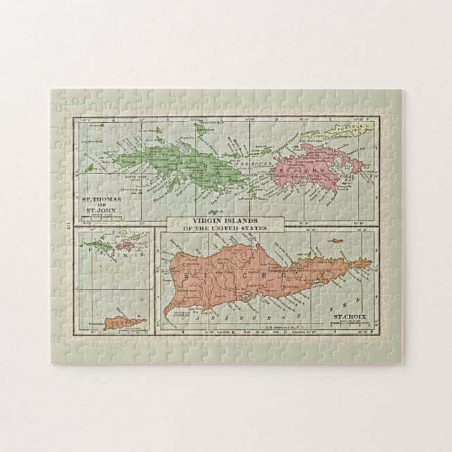 Vintage Maps, USVI Jigsaw Puzzle (Horizontal)