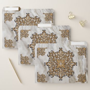 Vintage Marble Decorative Geometric Ornament Chic File Folder by mensgifts at Zazzle
