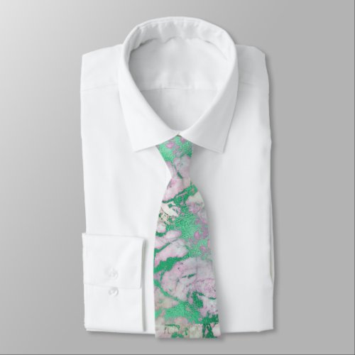 VINTAGE MARBLE GREEN LILAC ABSTRACT TIE