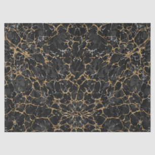 Vintage Marbled Black and Gold Glitter Pattern Tissue Paper