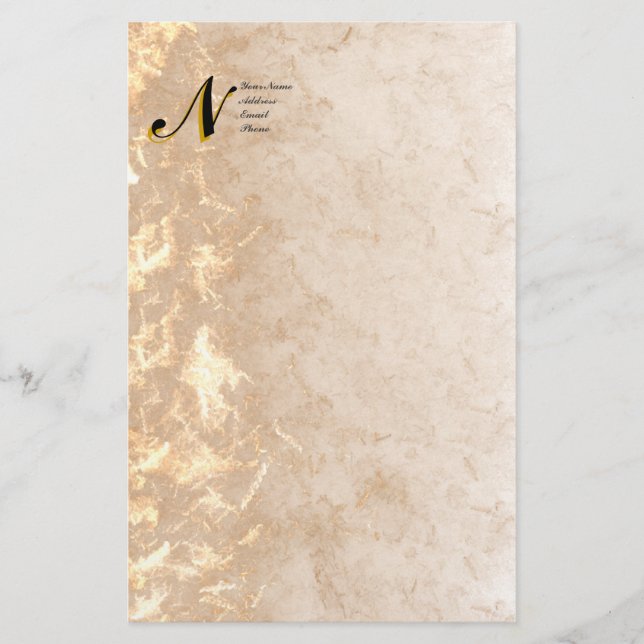 Vintage Marbled Monogram Initial Stationery (Front)