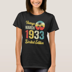 Vintage March 1933 89 Years Old Birthday T-Shirt