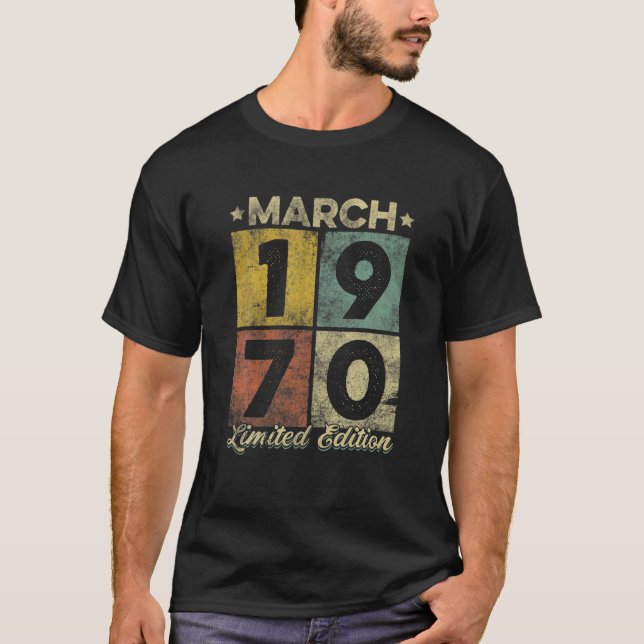 Vintage March 1970 Retro 51St Birthday Gifts 51 Ye T-Shirt (Front)