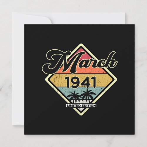 Vintage March 80 Years 1941 80th Birthday Gift Invitation