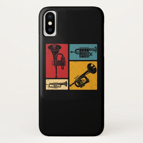 Vintage Marching Band Trumpet Player Retro Design iPhone X Case