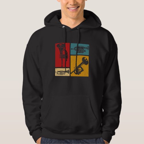 Vintage Marching Band Trumpet Player Retro Design Hoodie