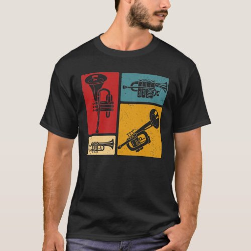 Vintage Marching Band Trumpet Player Retro Design T_Shirt