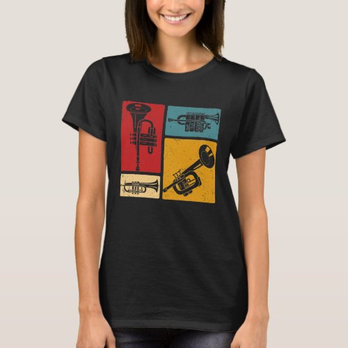 Vintage Marching Band Trumpet Player Retro Design T_Shirt