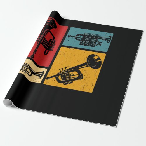 Vintage Marching Band Trumpet Player Retro Design Wrapping Paper
