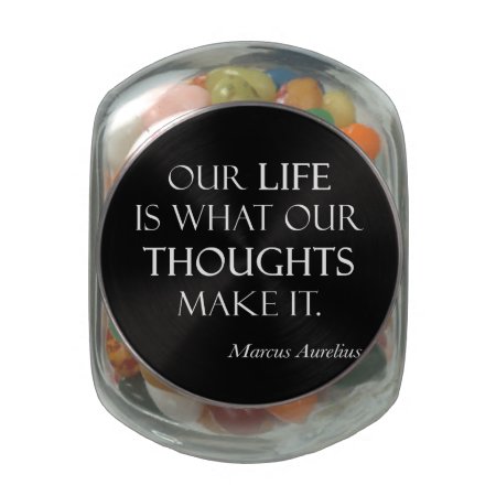 Vintage Marcus Aurelius Life Thoughts Make Quote Glass Jar