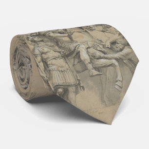 Vintage Marcus Aurelius on Horseback Illustration Neck Tie