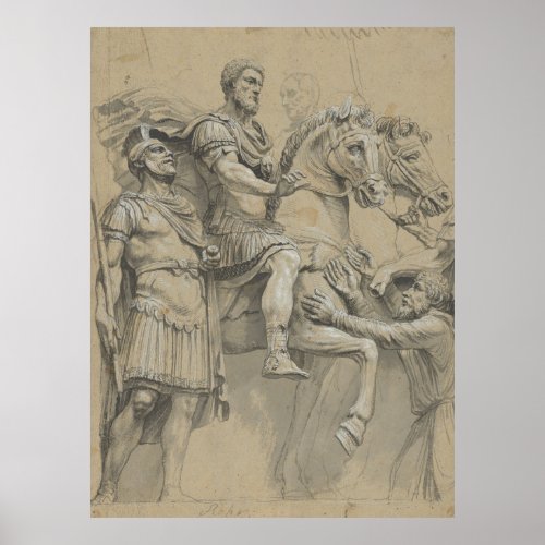 Vintage Marcus Aurelius on Horseback Illustration Poster