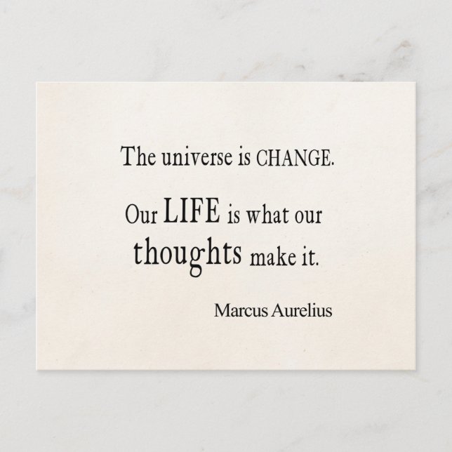 Vintage Marcus Aurelius Universe Change Life Quote Postcard (Front)