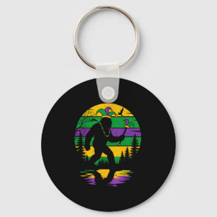 Vintage Mardi Gras Bigfoot Sasquatch Funny Boy Men Keychain