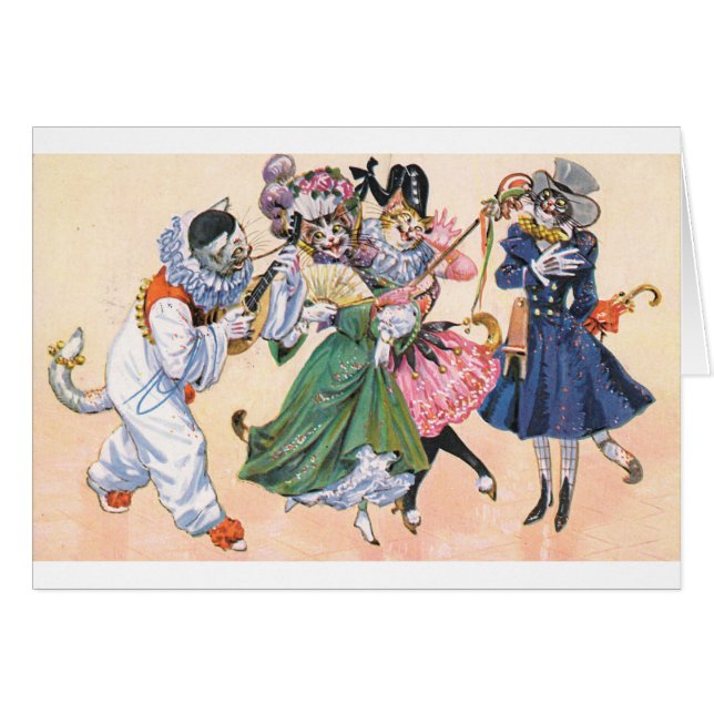 Vintage - Mardi Gras Cats, Cards (Front Horizontal)
