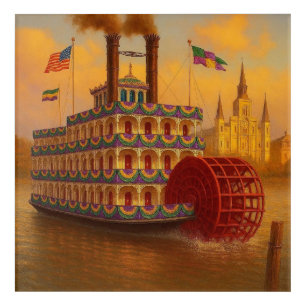 Vintage Mardi Gras Paddlewheel steamboat  Acrylic Print