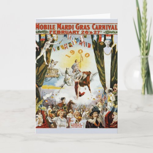 Vintage Mardi Gras Poster Card