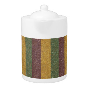 Vintage Mardi Gras striped Teapot