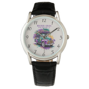 Vintage Mardi Gras Truck Watercolor Watch