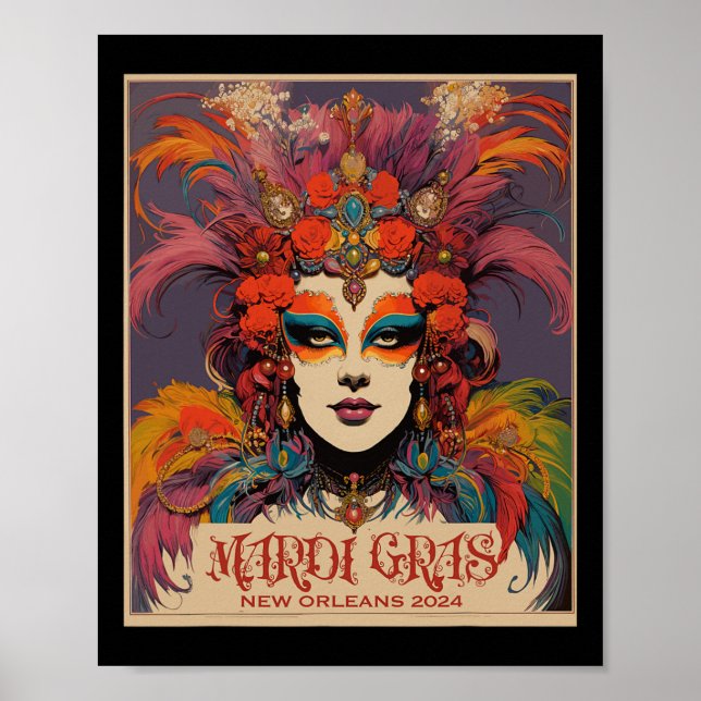 Vintage Mardi Gras Women  Poster (Front)