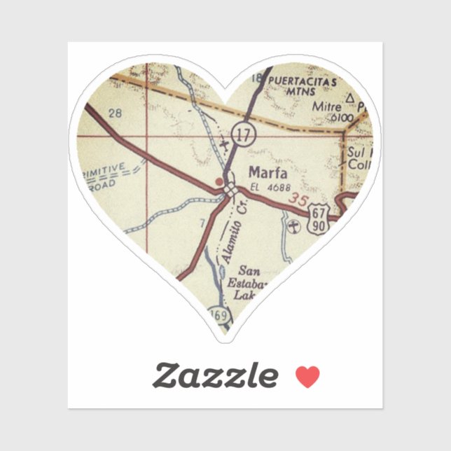 Vintage Marfa TX Map Sticker (Sheet)