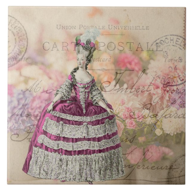 Vintage Marie Antoinette Ceramic Tile (Front)