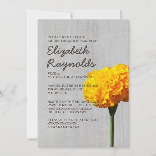 Vintage Marigold Bridal Shower Invitations