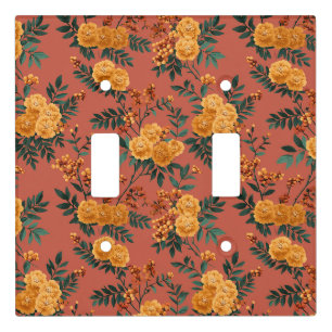 Vintage Marigold Calendula Floral Pattern Light Switch Cover