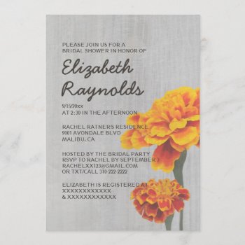 Vintage Marigolds Bridal Shower Invitations by topinvitations at Zazzle