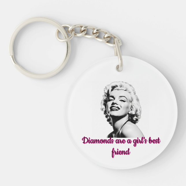 Vintage Marilyn Monroe "Diamonds" Quote Keychain (Front)