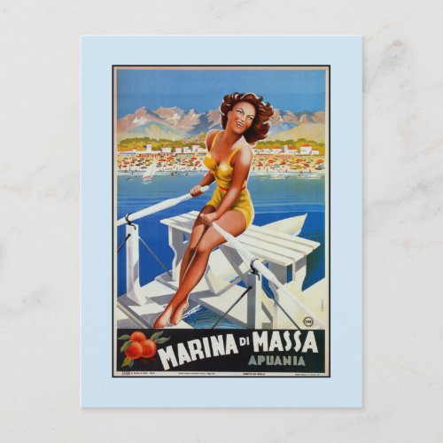 Vintage Marina di Massa Italian travel advertising Postcard