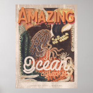 Vintage marine biology magazine cover poster